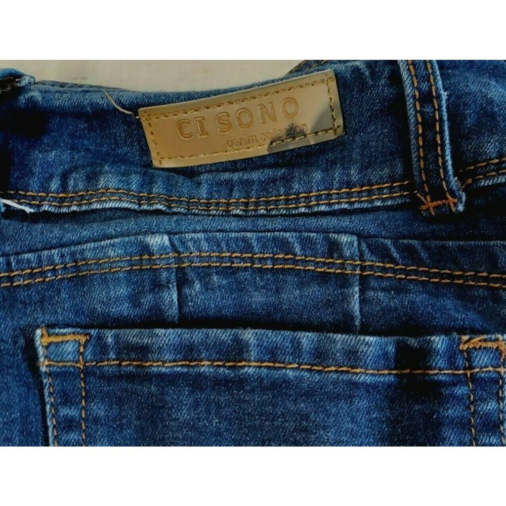 Ci Sono Denim Collection Juniors Jeans Sz 7 High Waist Skinny Leg Exposed Button - Picture 3 of 7